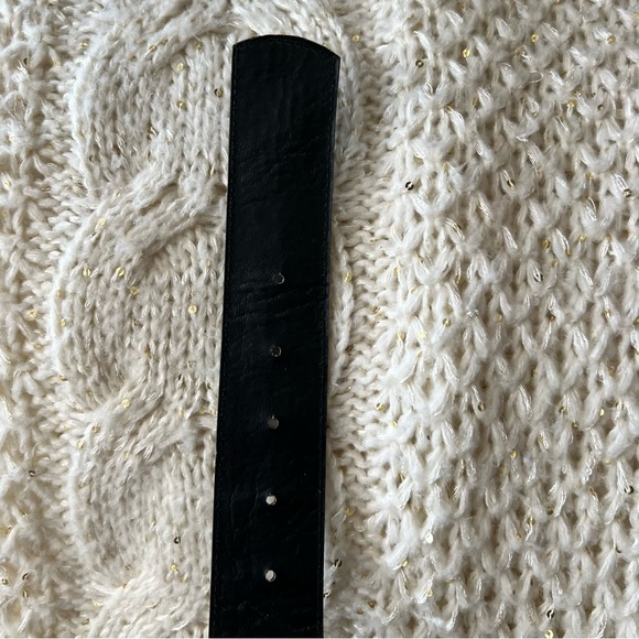 Vintage GORBANI Genuine Leather GOLD CURB CHAIN LOOK Elegant BLACK BELT M - Picture 8 of 16